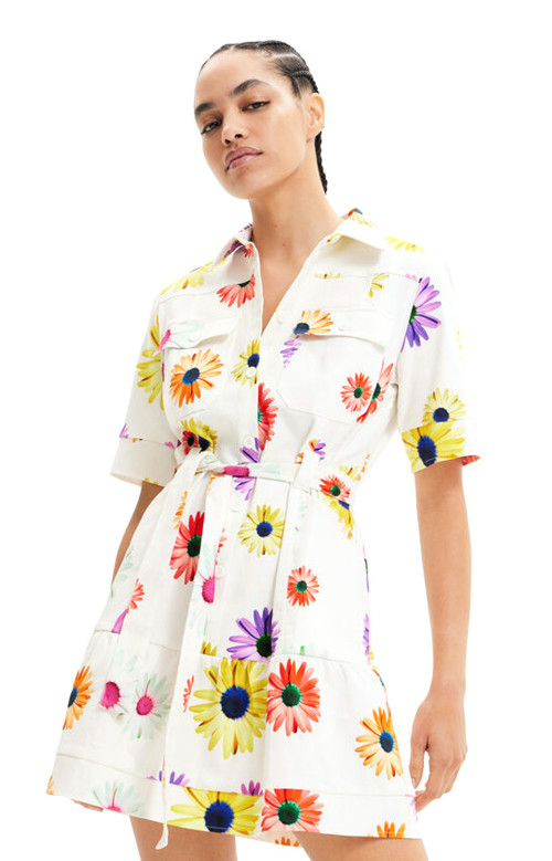 Robe chemise avec fleurs - FREESIA