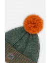 Tuque en tricot vert pin et orange (8-10)